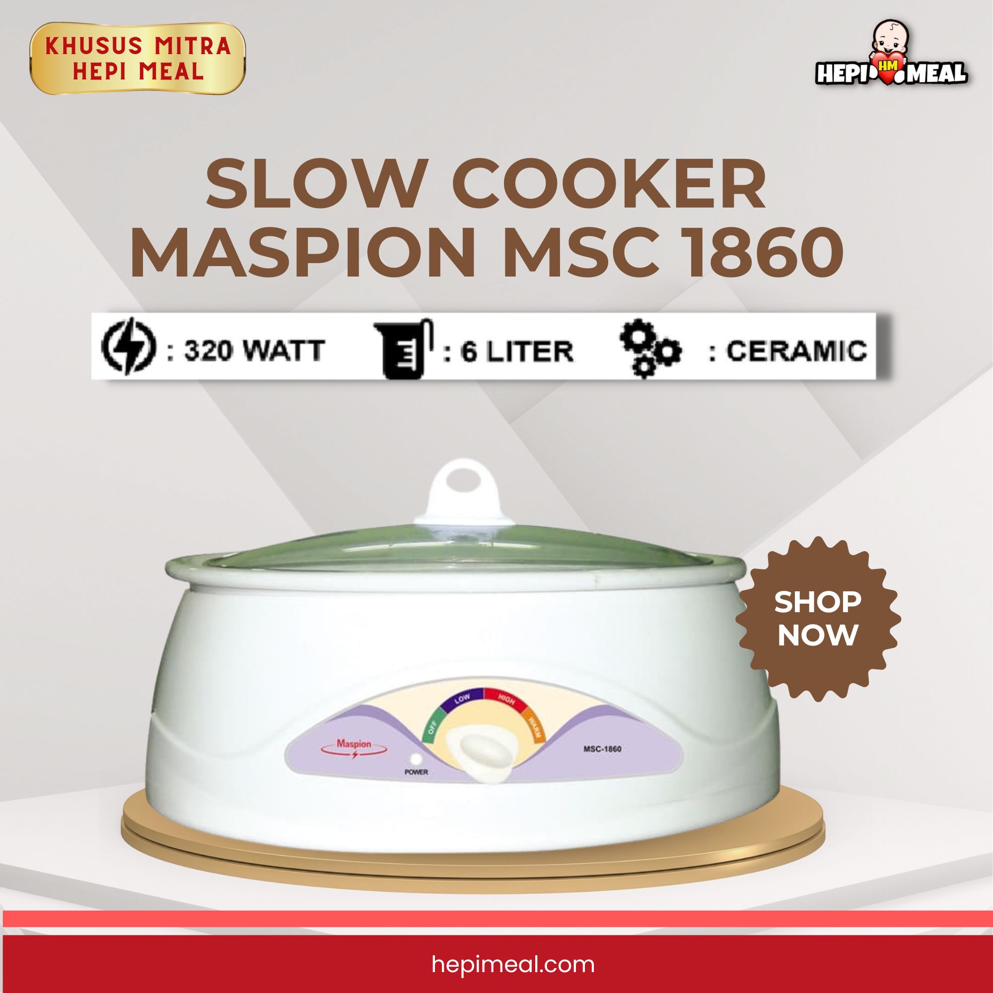 PRE ORDER SLOW COOKER MASPION MSC 1860