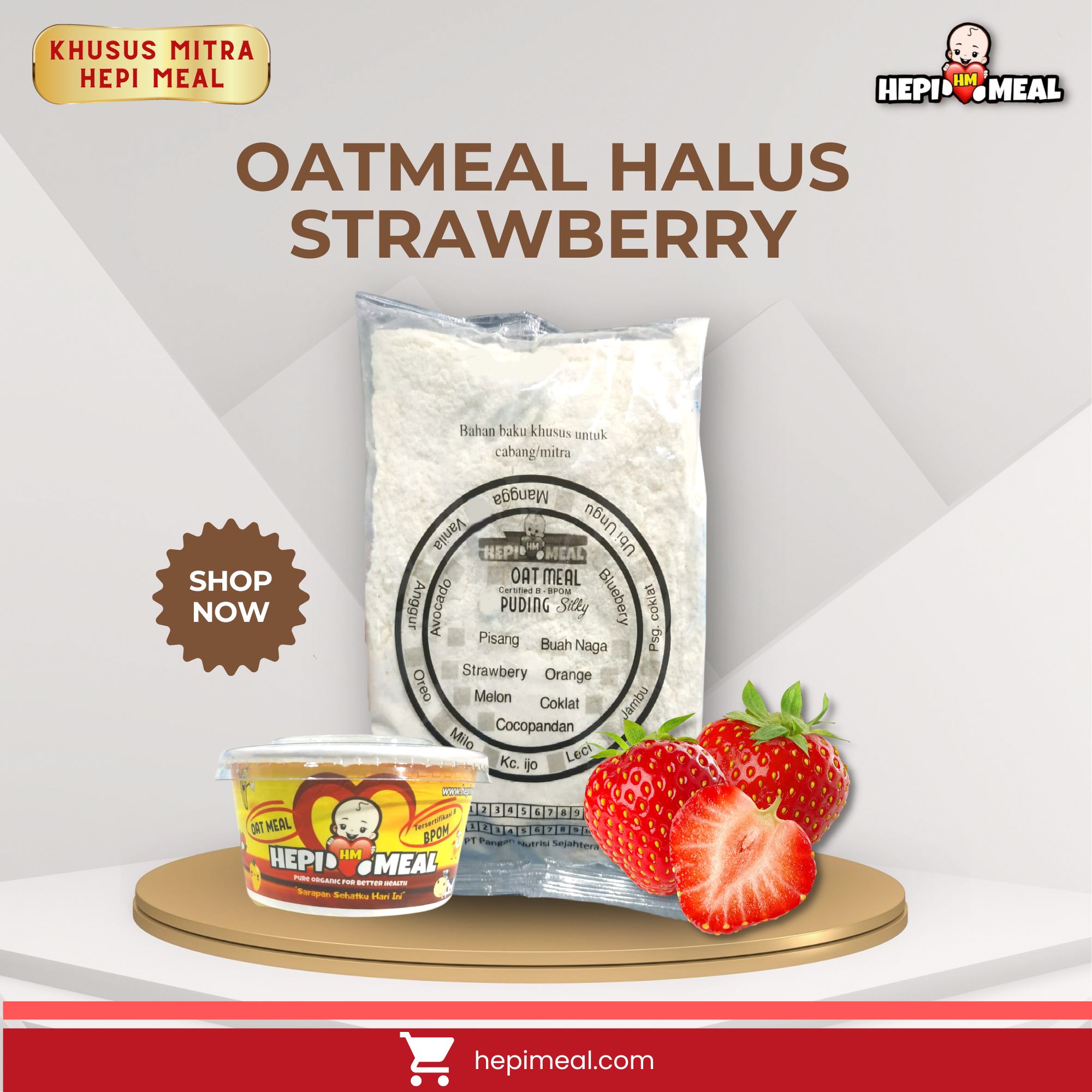 Oat Milk Varian Rasa STRAWBERRY HALUS 12 PORSI TERMASUK CUP