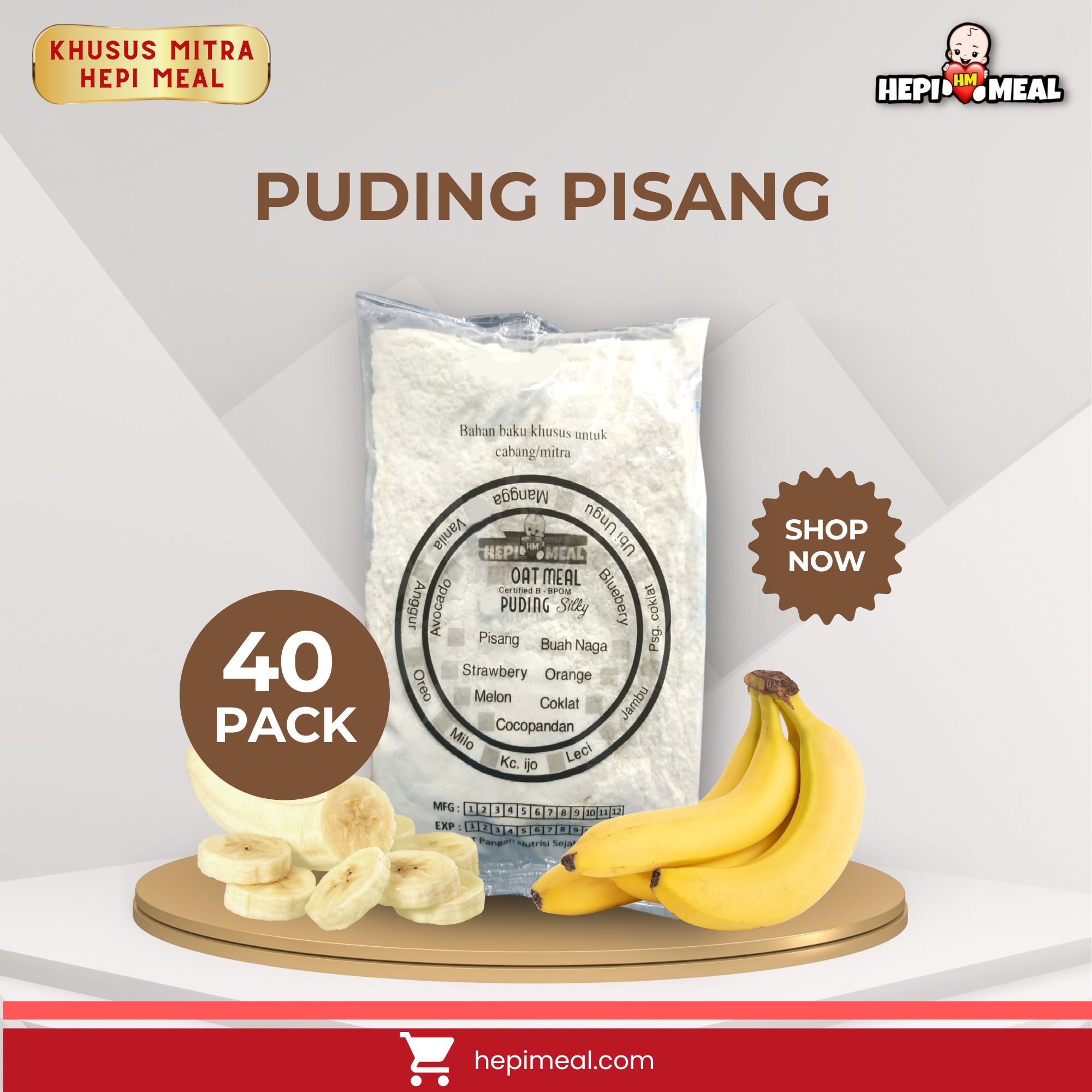 Pudding Susu Rasa Buah Pisang 24 porsi TIDAK TERMASUK CUP PUDING