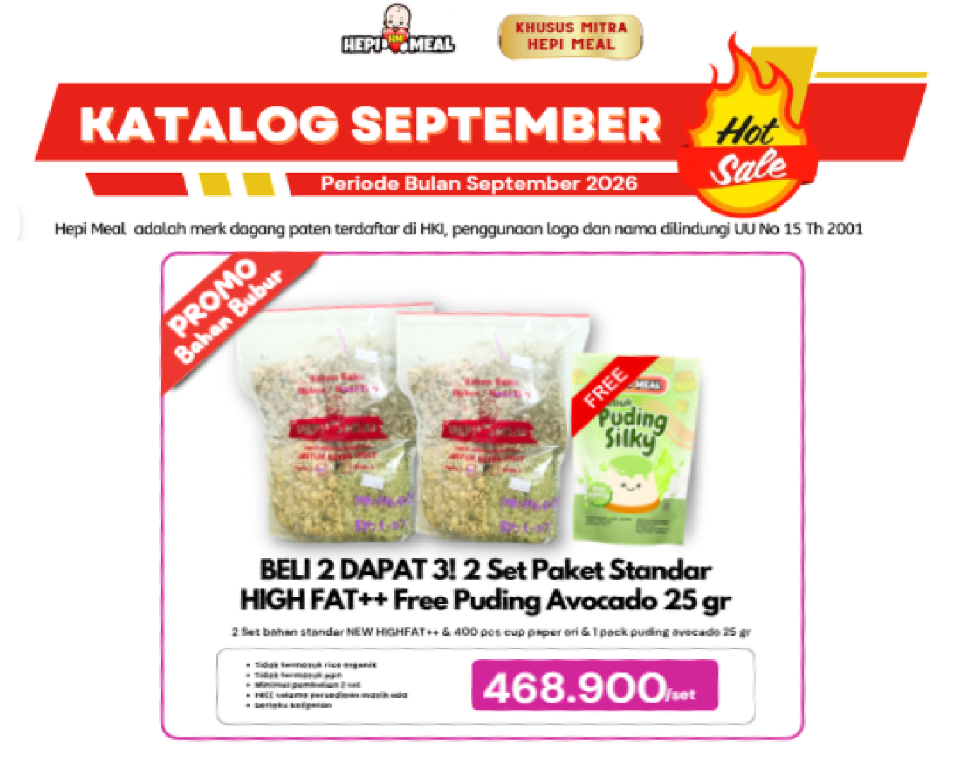 BELI 2 DAPAT 3! 2 Set Paket Standar HIGH FAT++ Free Puding Avocado 25 gr