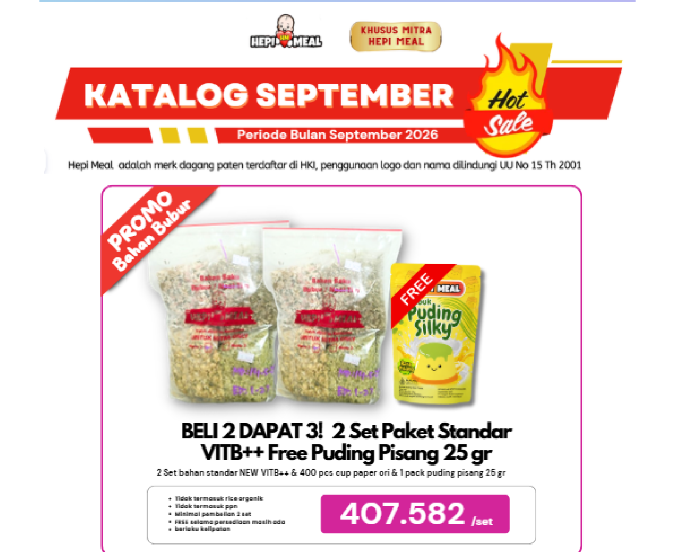BELI 2 DAPAT 3! 2 Set Paket Standar VITB++ Free Puding Pisang 25 gr