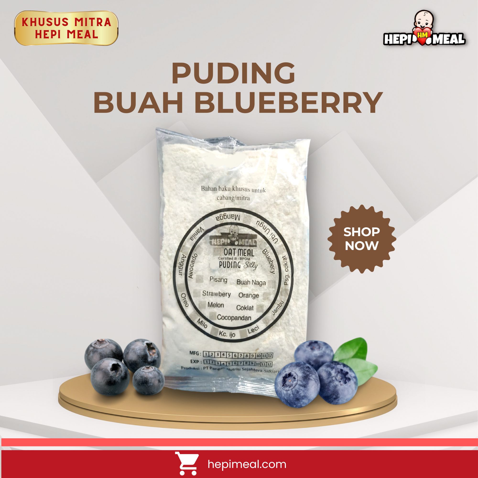 PUDING BLUEBERRY 2 PACK untuk 24 porsi (tanpa cup puding)