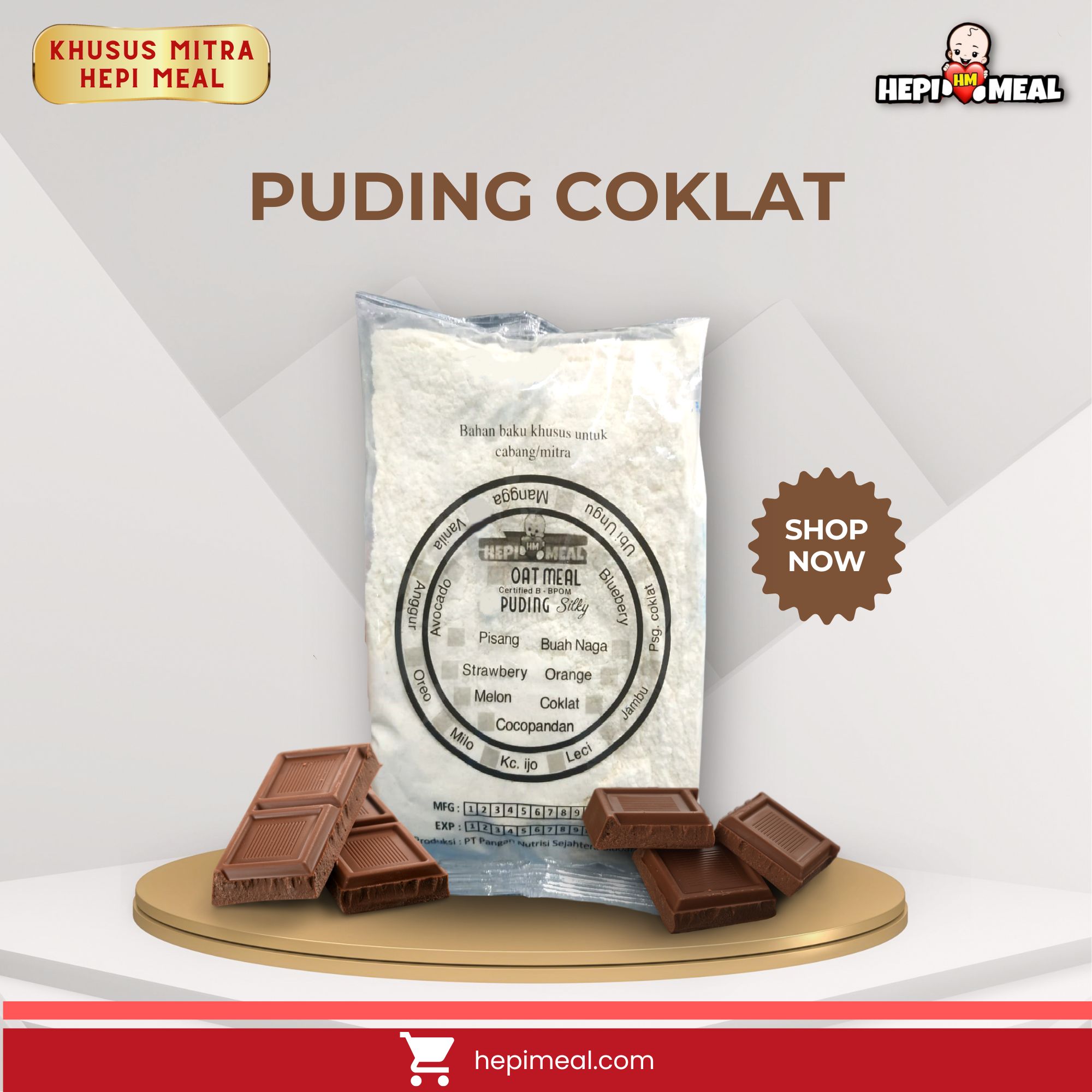 PUDING COKLAT 2 PACK untuk 24 porsi (tanpa cup puding)