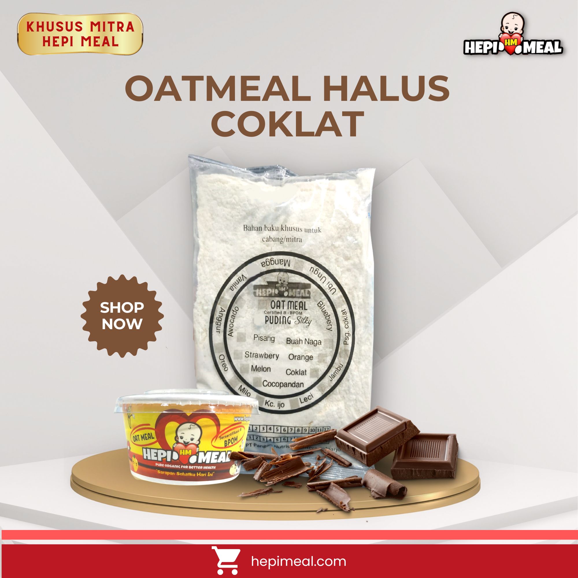 OATMEAL HALUS COKLAT 2pcs untuk 12 porsi