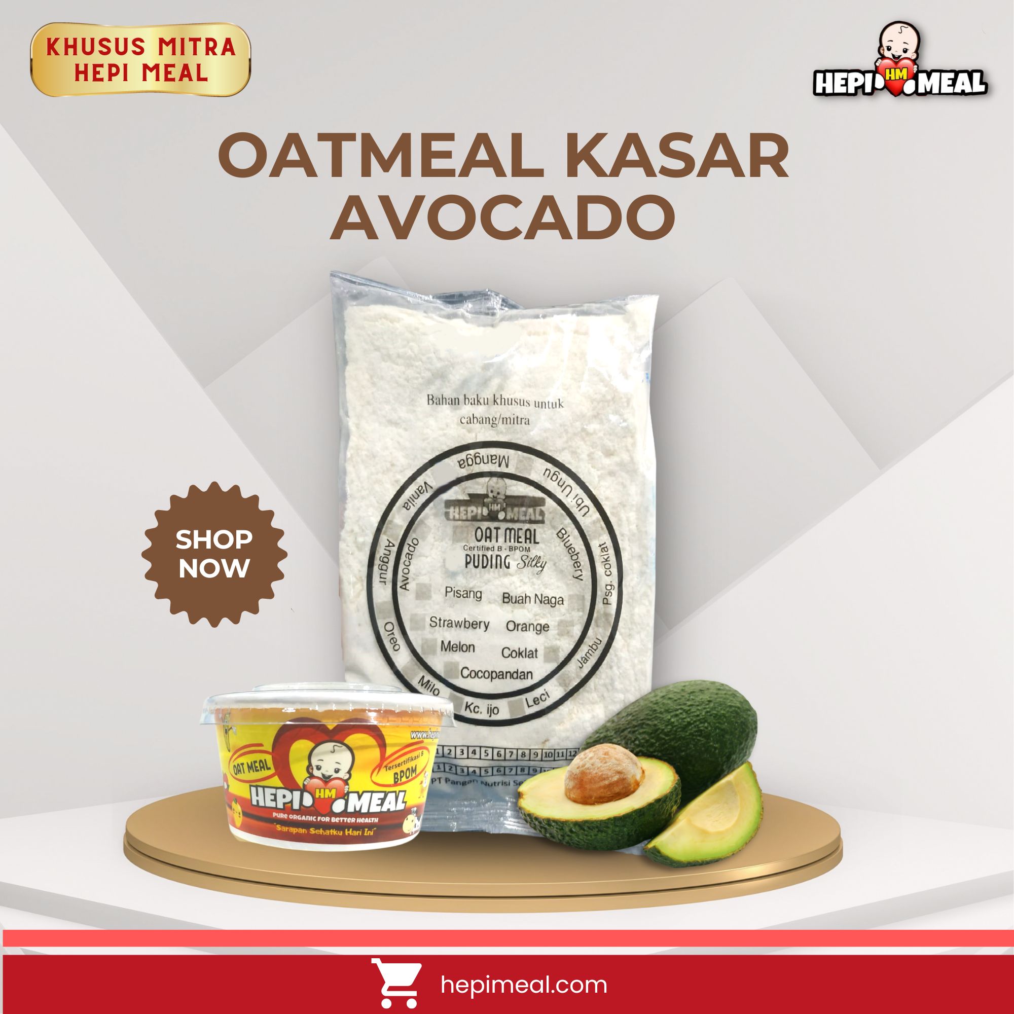 OATMEAL KASAR AVOCADO 2 PACK untuk 12 porsi
