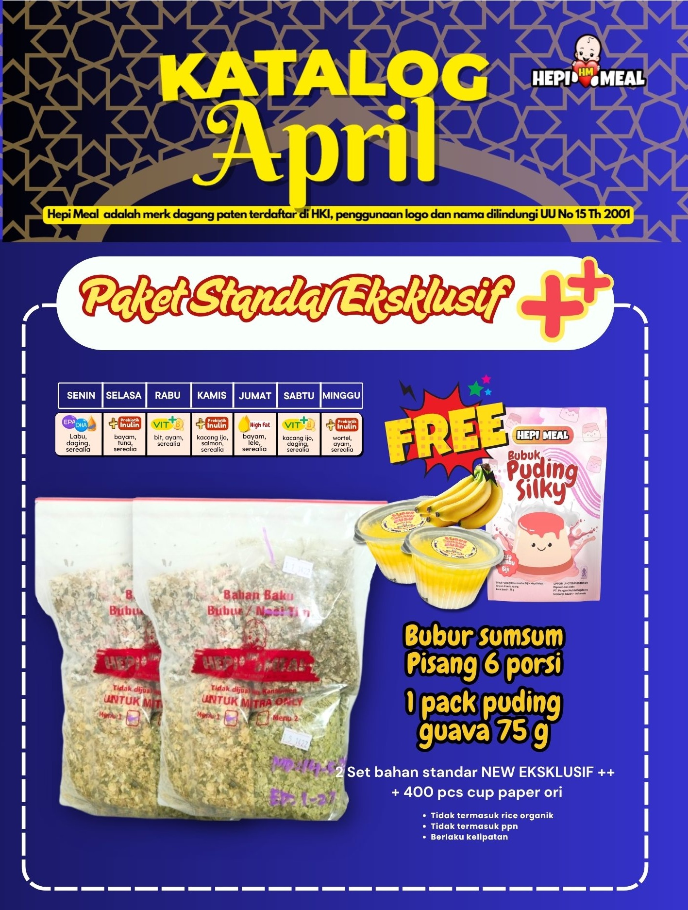 2 SET PAKET STANDAR EKSKLUSIF++ FREE PUDING GUAVA 75 GR DAN BUBUR SUMSUM PISANG MAR 26