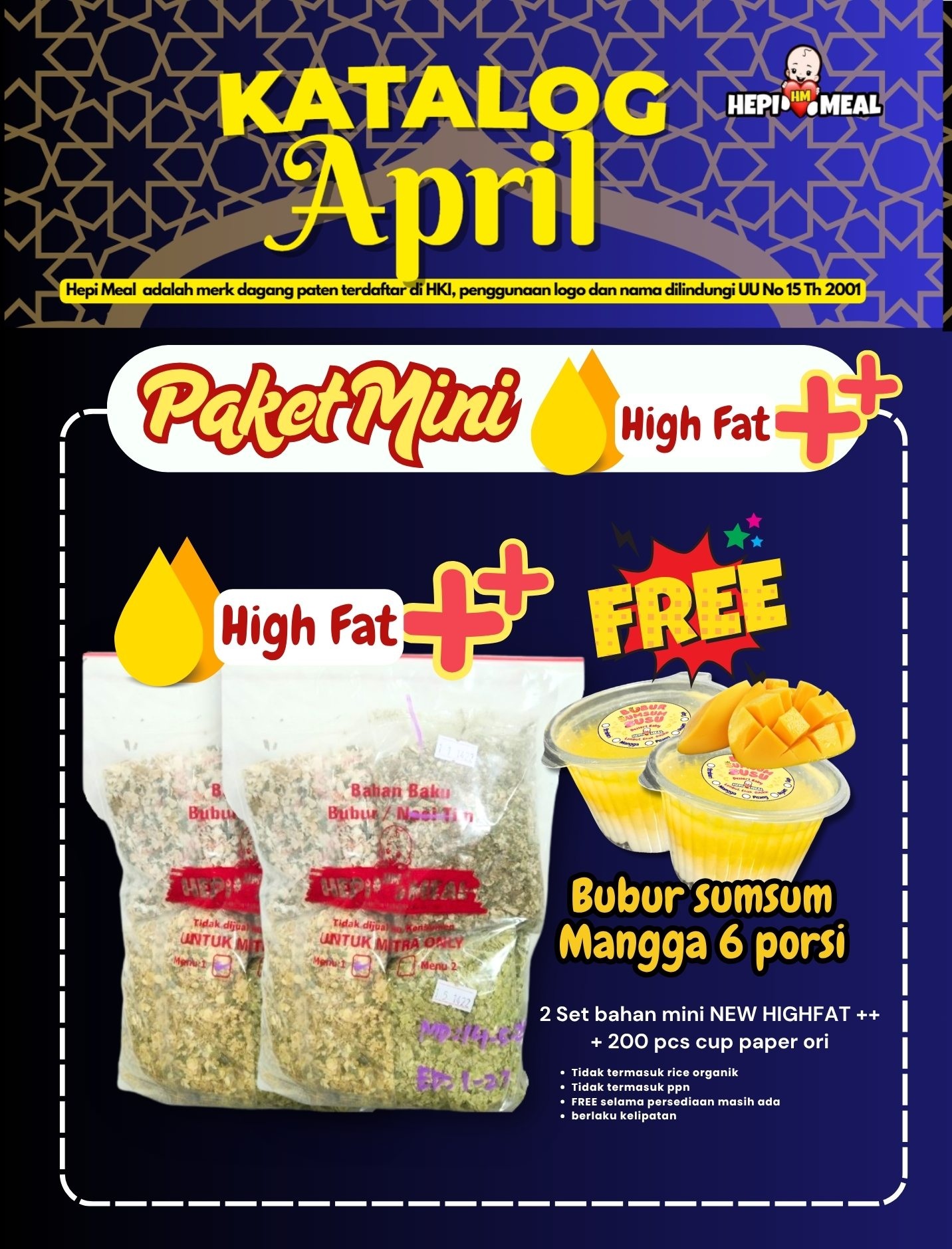 2 SET PAKET MINI HIGH FAT ++ FREE BUBUR SUMSUM MANGGA MAR 26