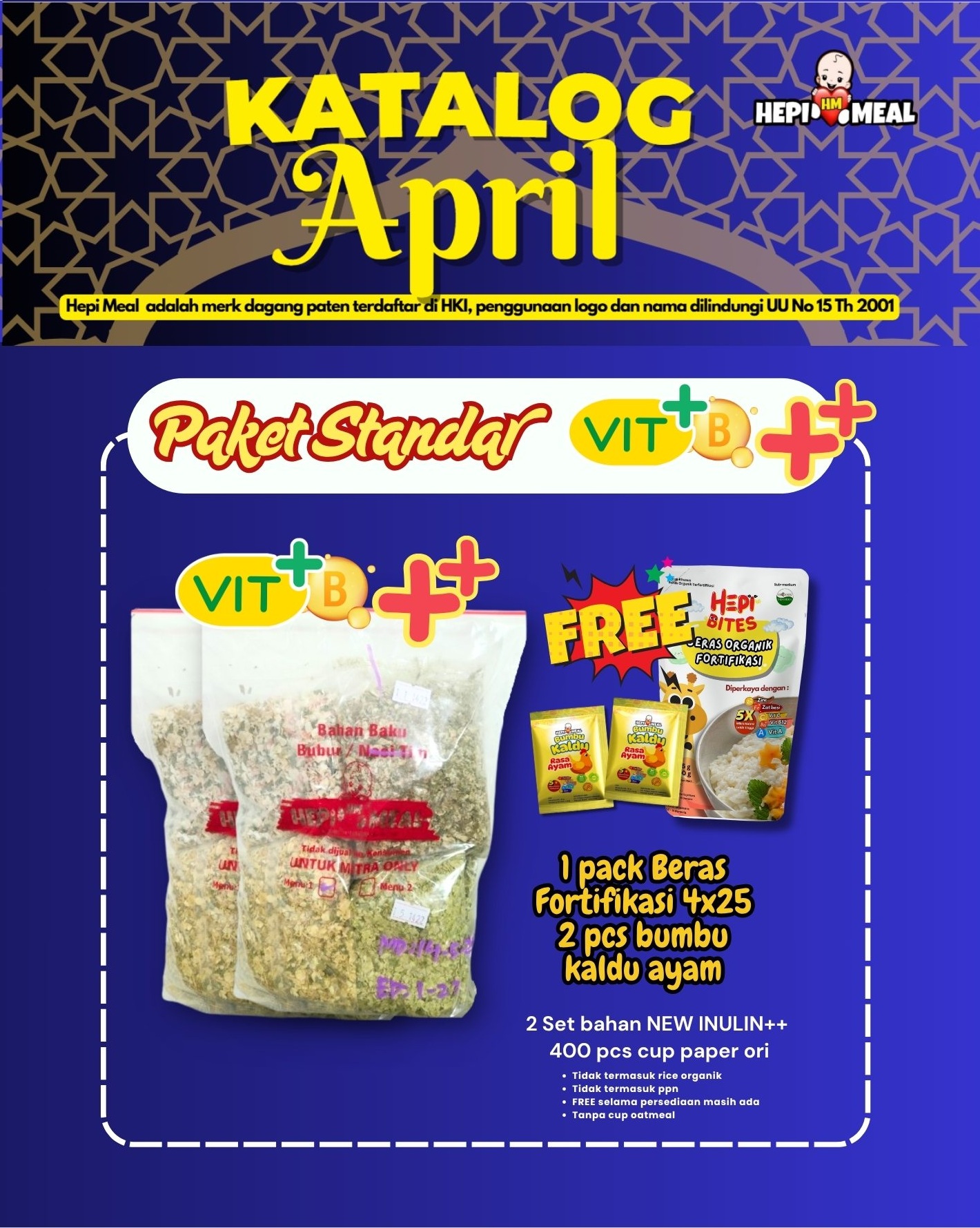 2 SET PAKET STANDAR VIT B ++ FREE BERAS FORTIFIKASI 4 X 25 BUMBU KALDU AYAM MAR 26