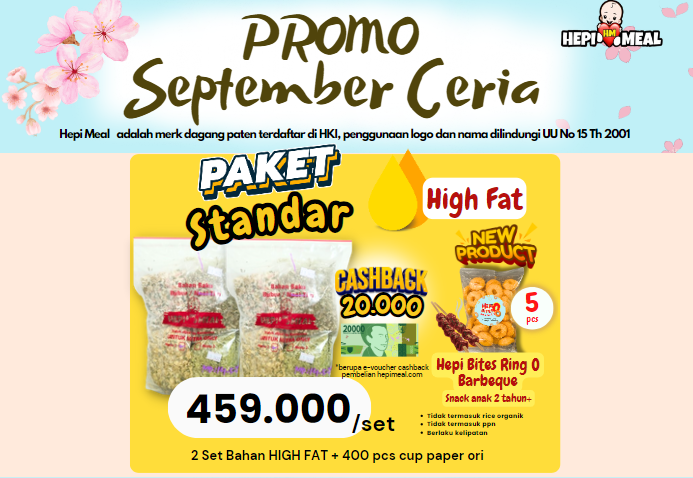 Promo Beli 2 Standar High Fat dapat CASHBACK 20.000 dan O-Ring BBQ