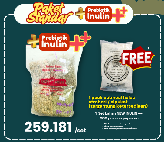 1 SET PAKET STANDAR INULIN++ FREE OATMEAL HALUS STROBERI FEB 26