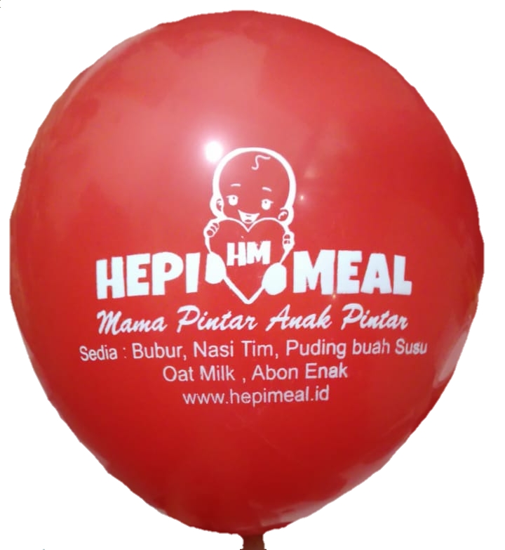 BALON Hepi Meal warna merah + stik (isi 10 set)