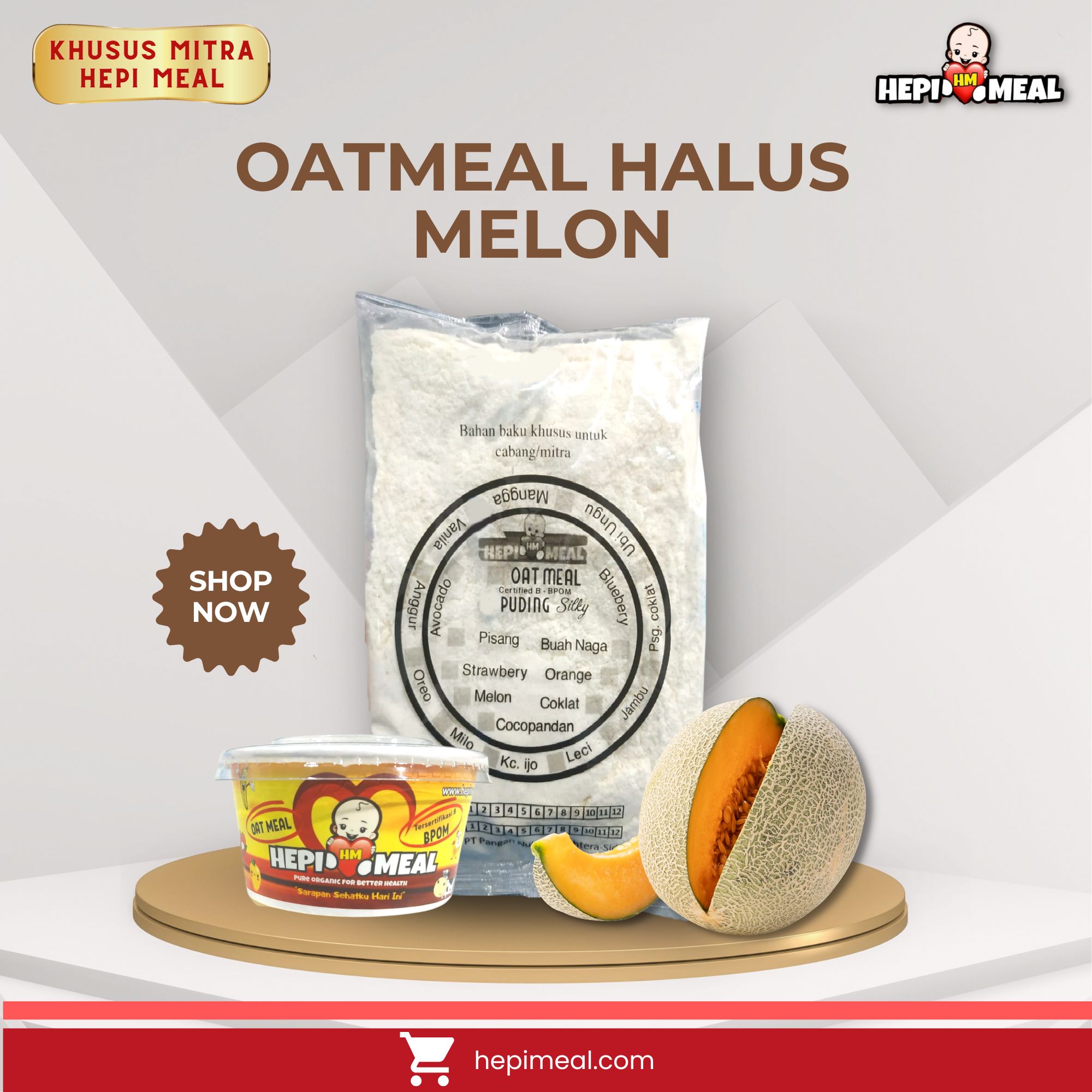 Oat Meal Melon Halus 12 porsi free Cup