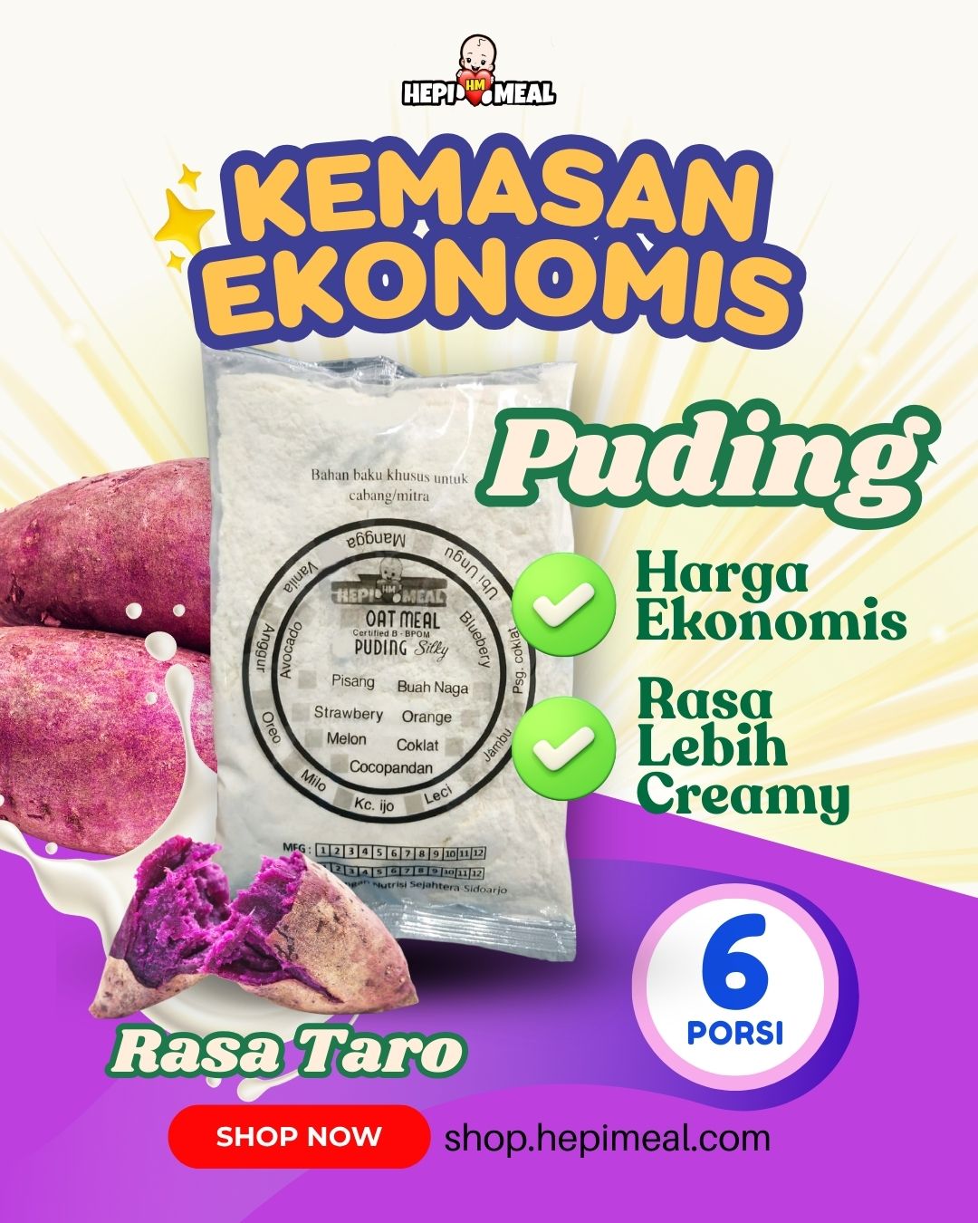 NEW Puding Taro Kemasan Ekonomis dan Lebih Creamy