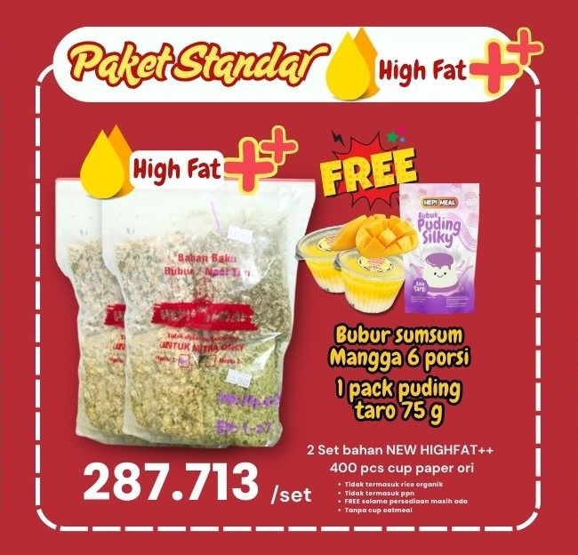 2 SET PAKET STANDAR HIGHFAT ++ FREE PUDING TARO 75 GR DAN BUBUM SUMSUM MANGGA MAR 26