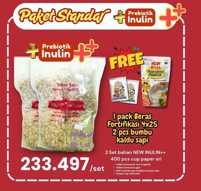 2 SET PAKET STANDAR INULIN ++ FREE BERAS FORTIFIKASI 4 X 25 BUMBU KALDU SAPI MAR 26