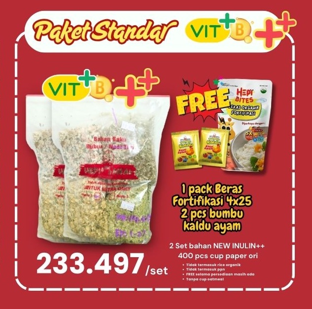 2 SET PAKET STANDAR VIT B ++ FREE BERAS FORTIFIKASI 4 X 25 BUMBU KALDU AYAM MAR 26