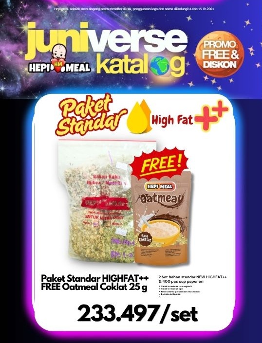 1 SET PAKET STANDAR HIGH FAT ++ FREE OATMEAL COKELAT 25 GR JUNI 2026