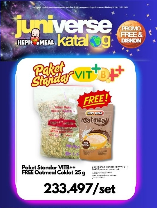 1 SET PAKET STANDAR VIT B ++ FREE OATMEAL COKELAT 25 GR JUNI 2026