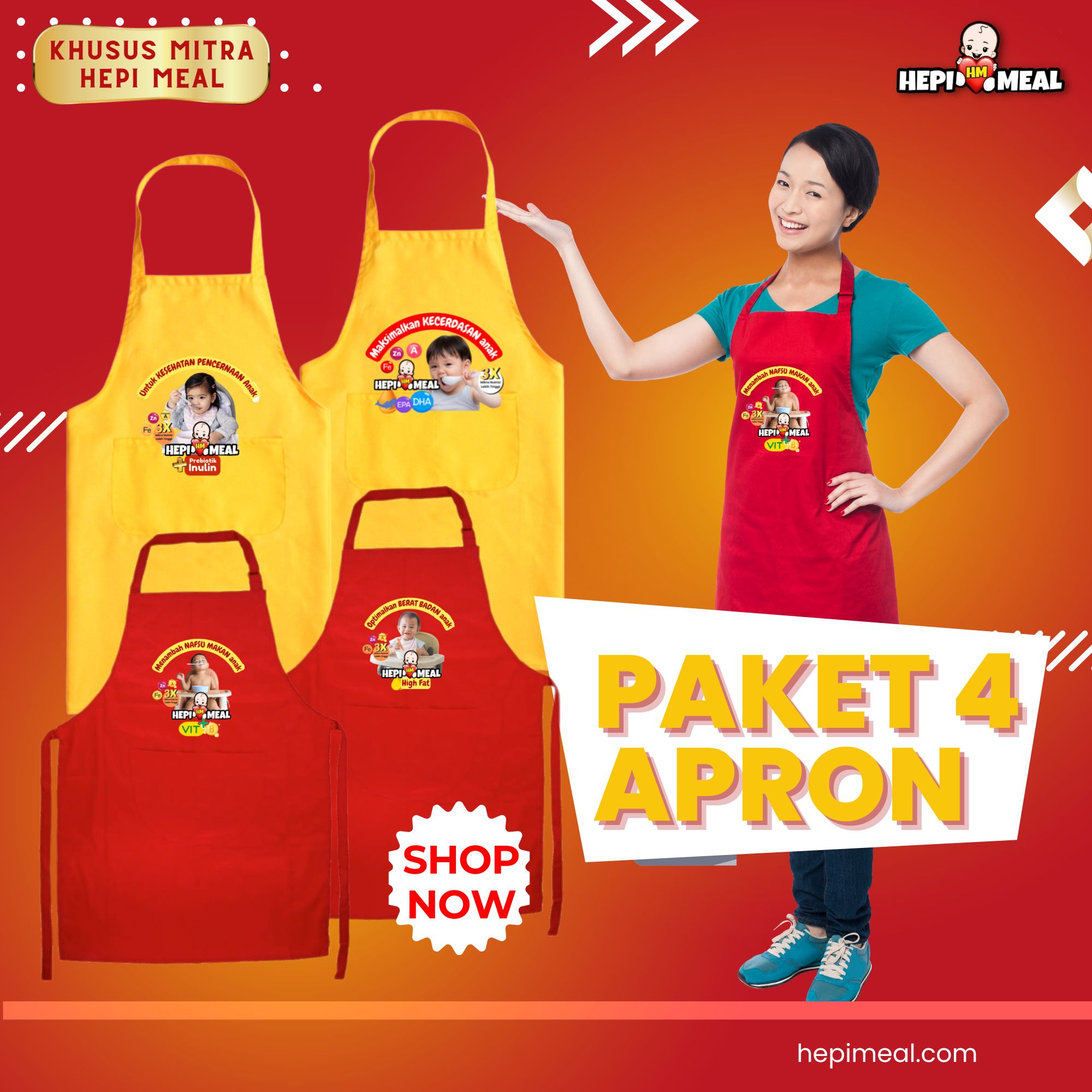 Paket Hemat Apron Hepi Meal 4 apron