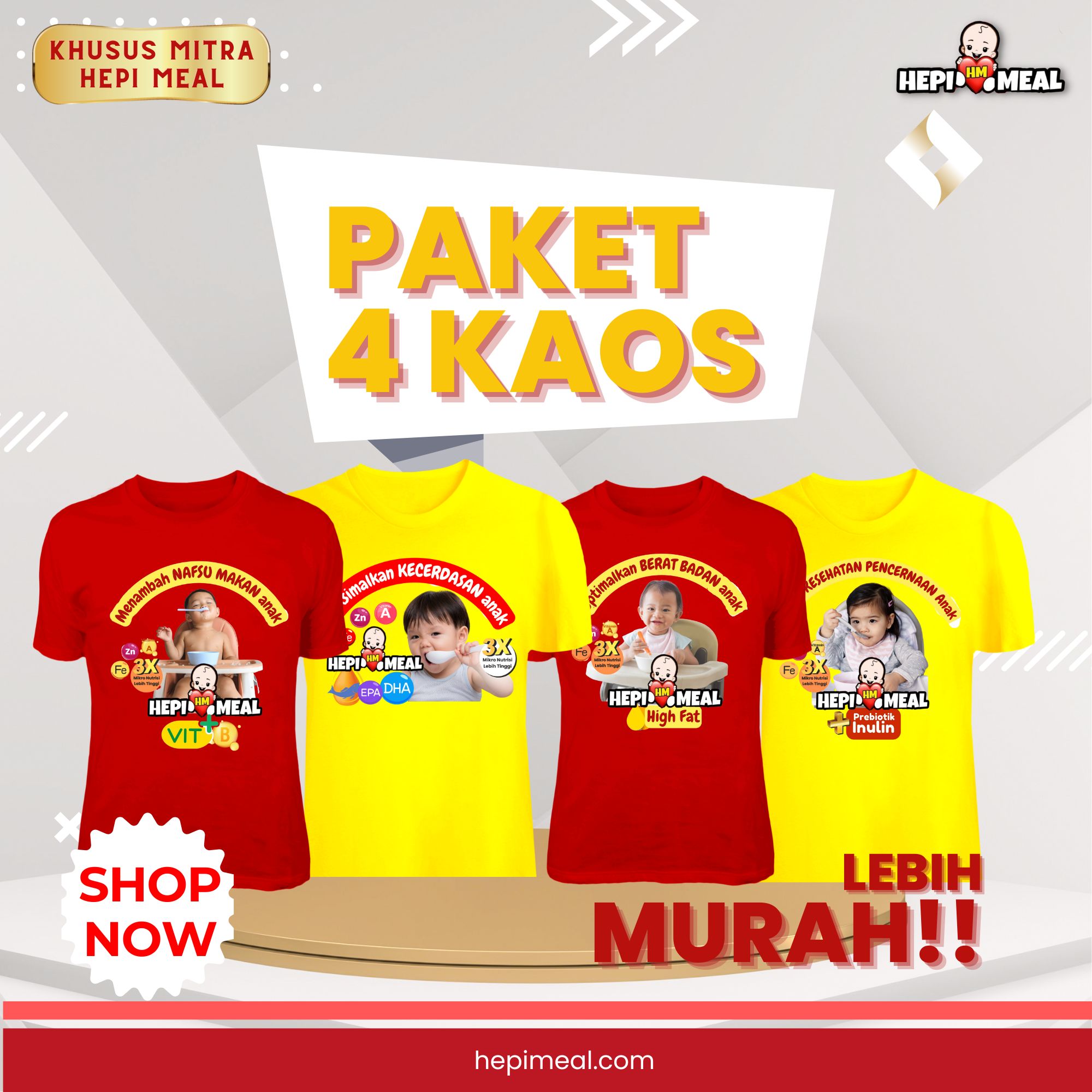 Paket Hemat Kaos Hepi Meal Smart Grow Series (Lengan Pendek)