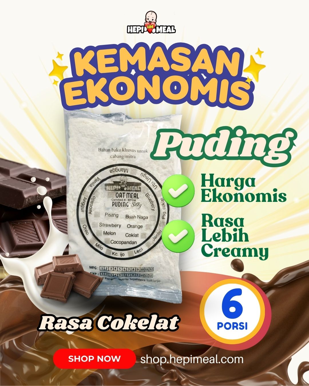 NEW Puding Cokelat Kemasan Ekonomis dan Lebih Creamy