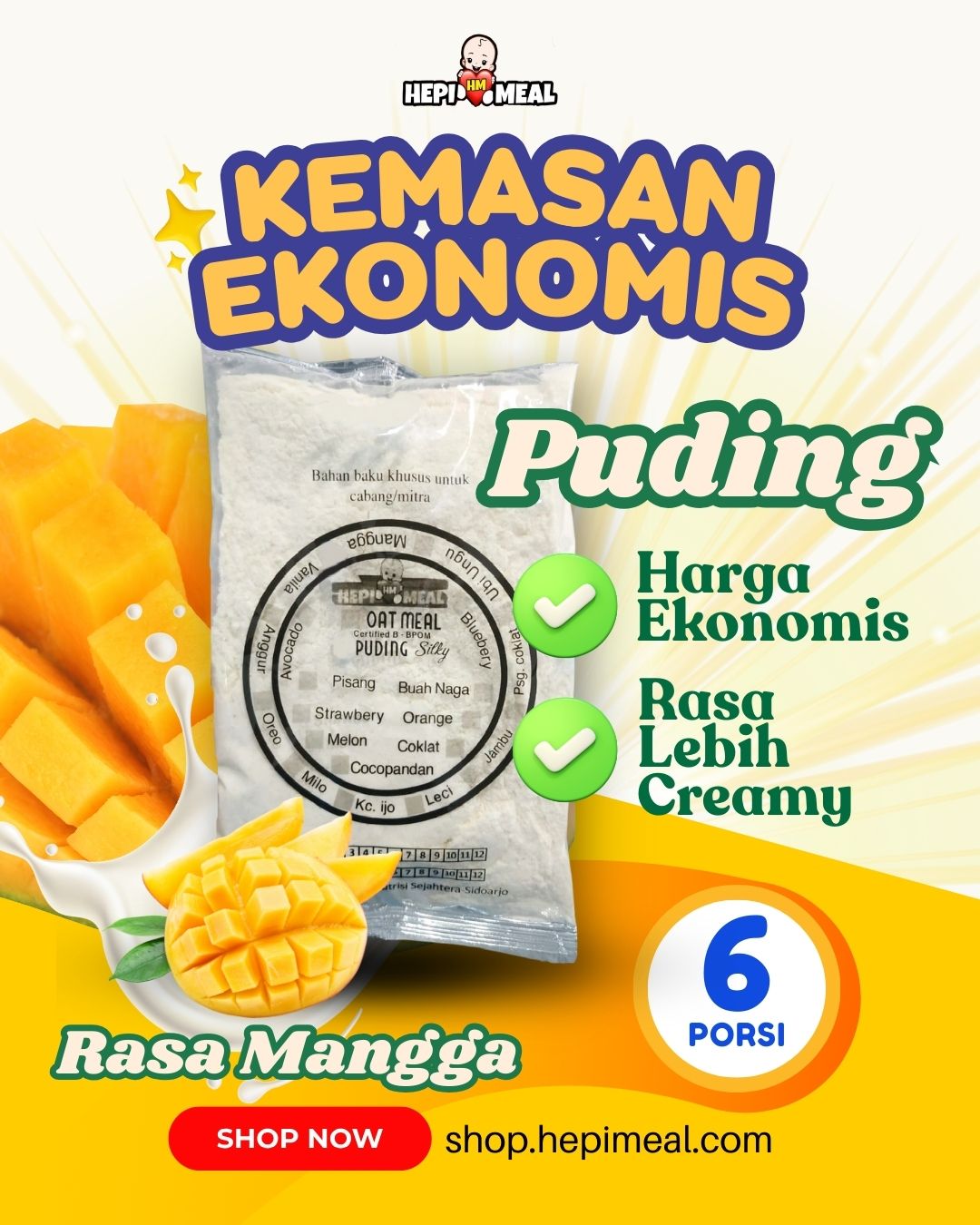 NEW Puding Mangga Kemasan Ekonomis dan Lebih Creamy