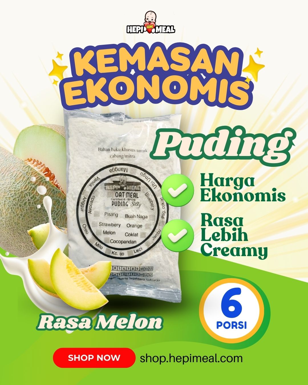 NEW Puding Melon Kemasan Ekonomis dan Lebih Creamy